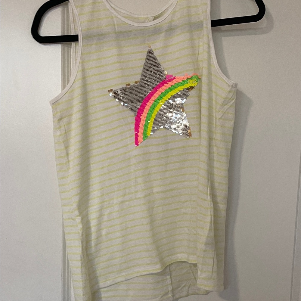 Wonder Nation Yellow Striped Tank Top with Sequin Star